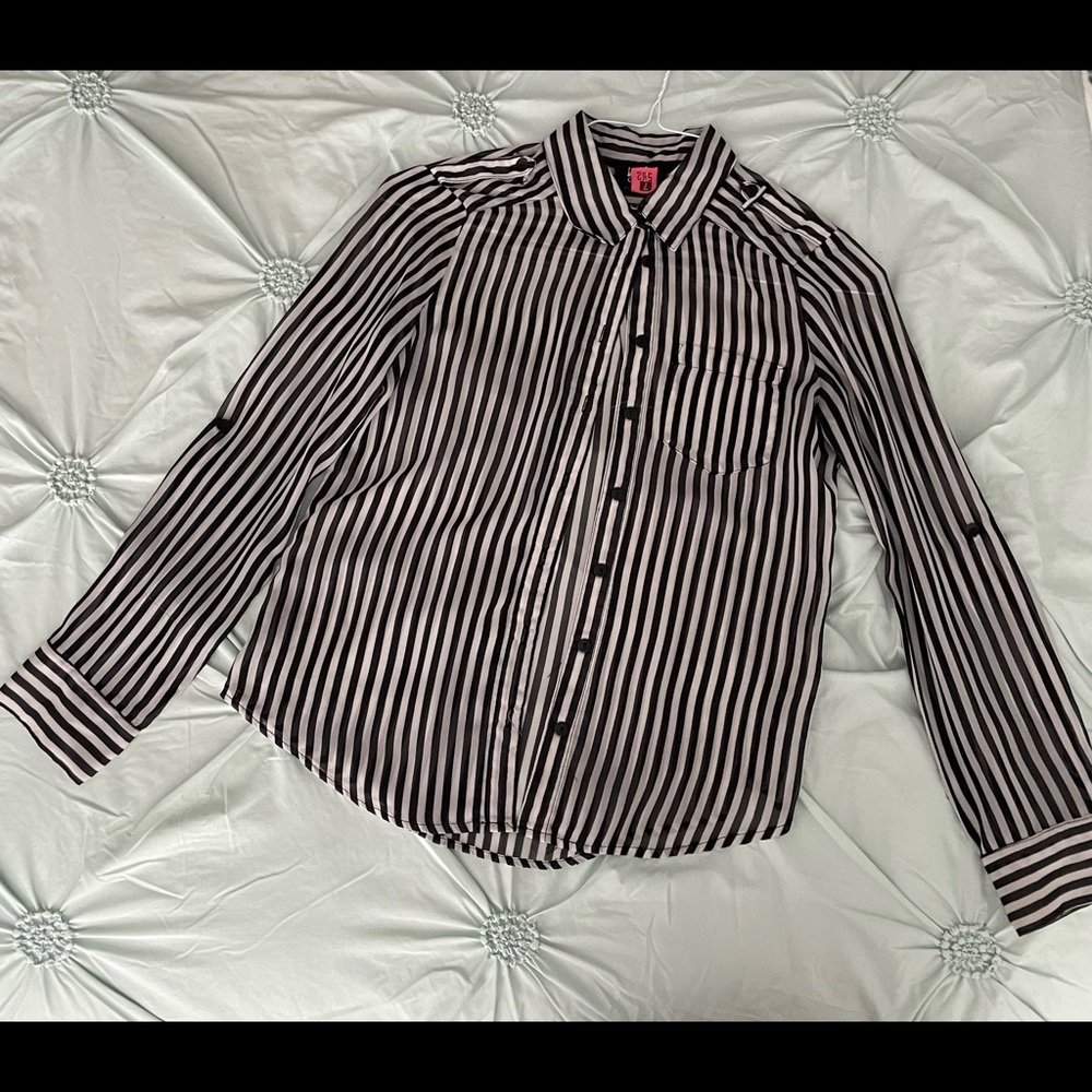 Stripped Black and White button Down